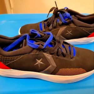 Black suede multi color star Converse.